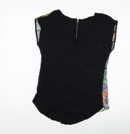 Warehouse Womens Multicoloured Fair Isle Polyester Basic T-Shirt Size 8 Round Neck