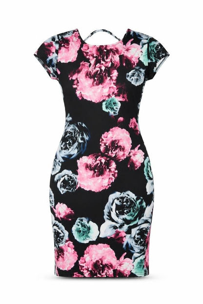 Quiz Womens Multicoloured Floral Polyester Bodycon Size 6 Round Neck Pullover