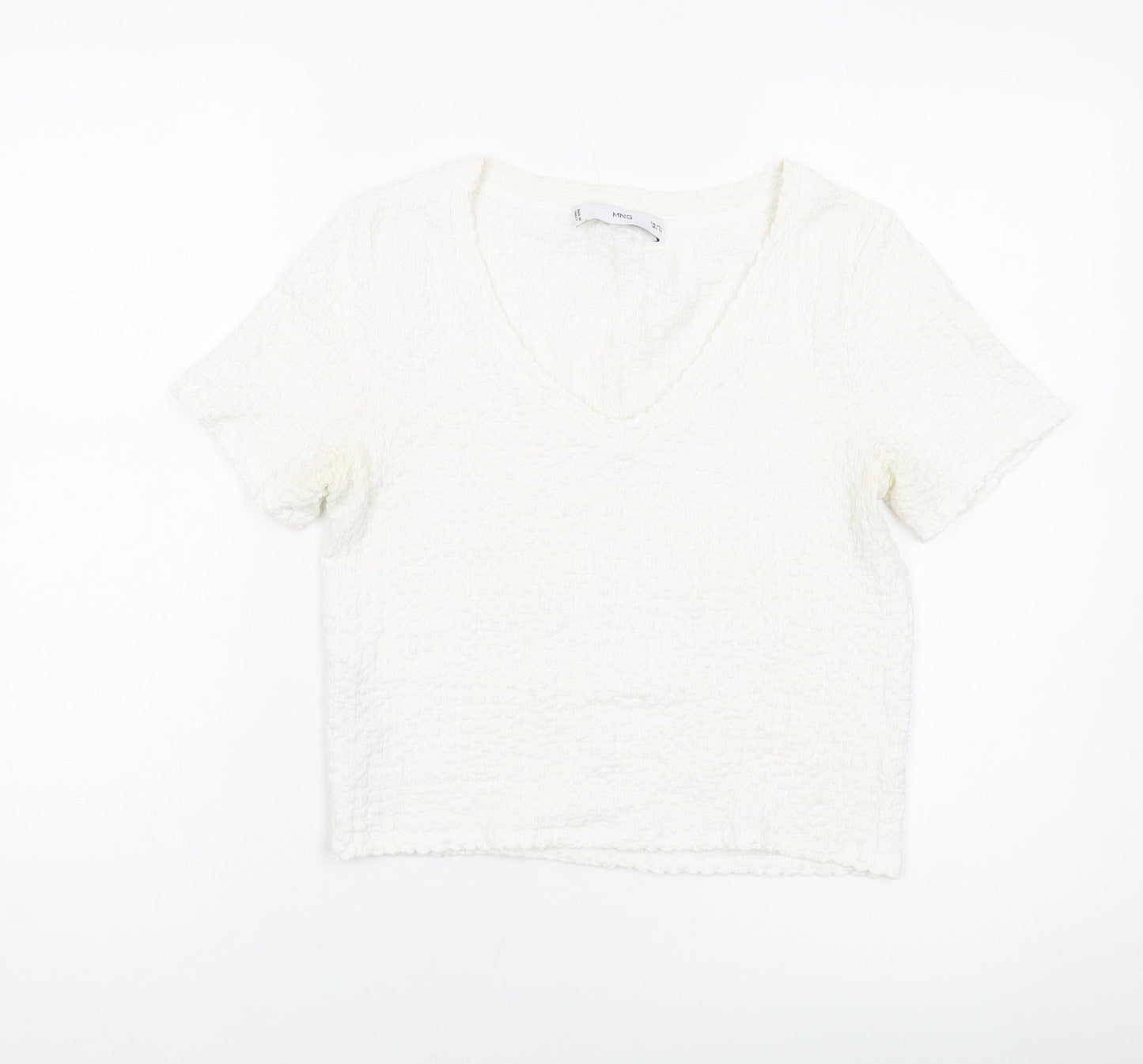 Womens UK Size S Mango Ivory Cropped T-Shirt