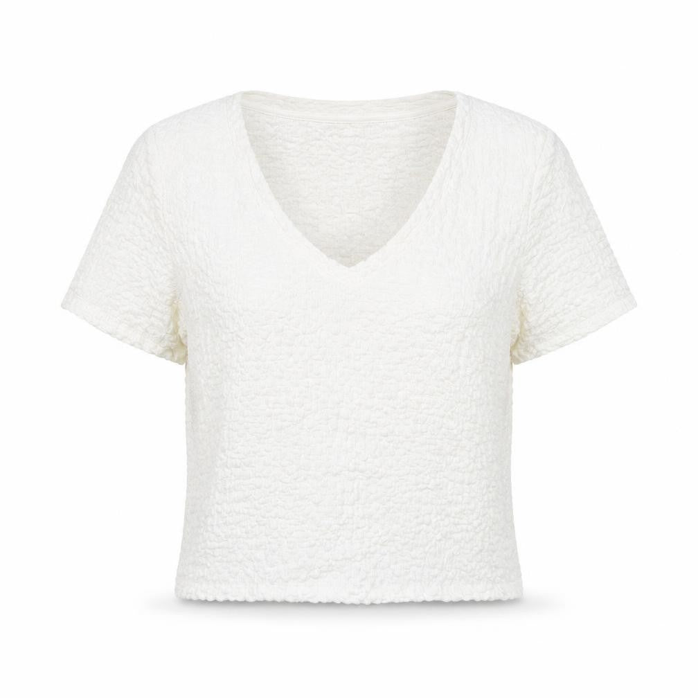 Womens UK Size S Mango Ivory Cropped T-Shirt