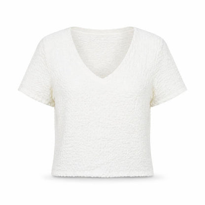 Womens UK Size S Mango Ivory Cropped T-Shirt