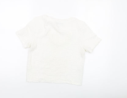 Womens UK Size S Mango Ivory Cropped T-Shirt