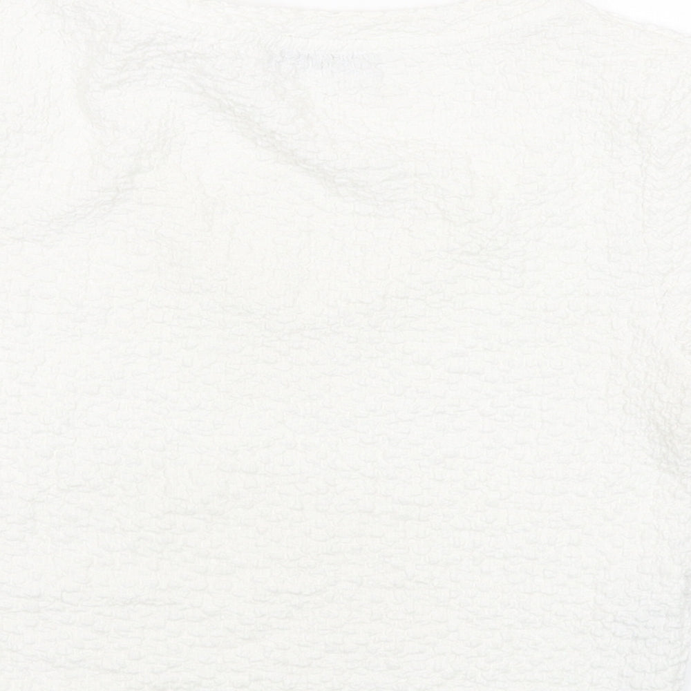 Womens UK Size S Mango Ivory Cropped T-Shirt