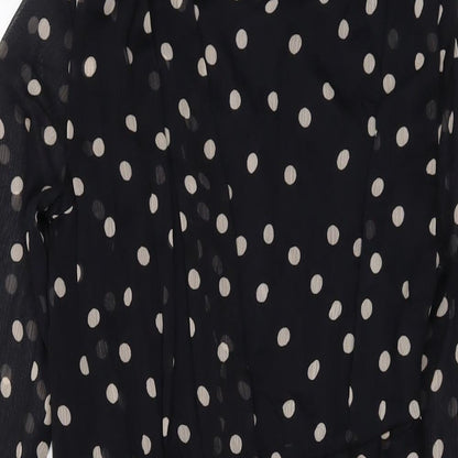 Zara Womens Beige Polka Dot Polyester Mini Size S Round Neck Button