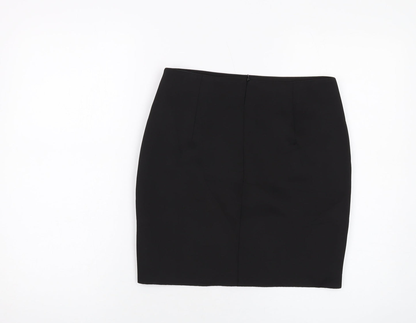 Missguided Womens Black Floral Polyester Mini Skirt Size 10 Zip