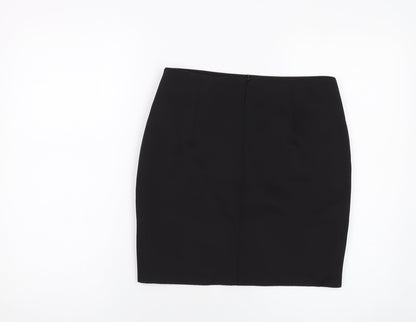 Missguided Womens Black Floral Polyester Mini Skirt Size 10 Zip