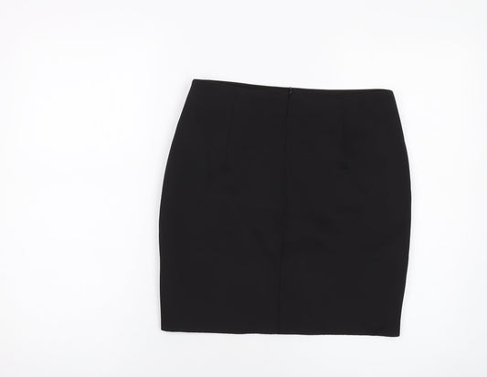 Missguided Womens Black Floral Polyester Mini Skirt Size 10 Zip