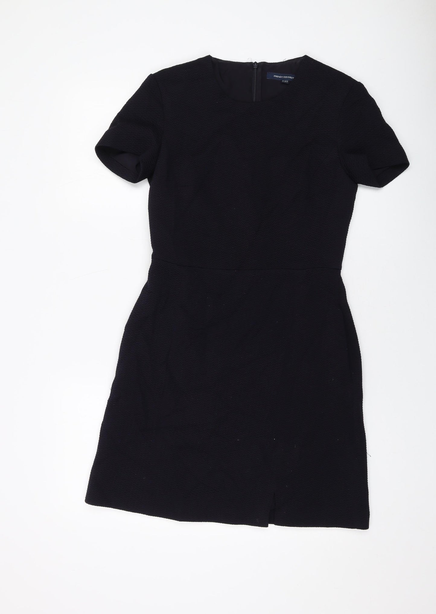 French Connection Womens Blue Polyester A-Line Size 8 Round Neck Zip