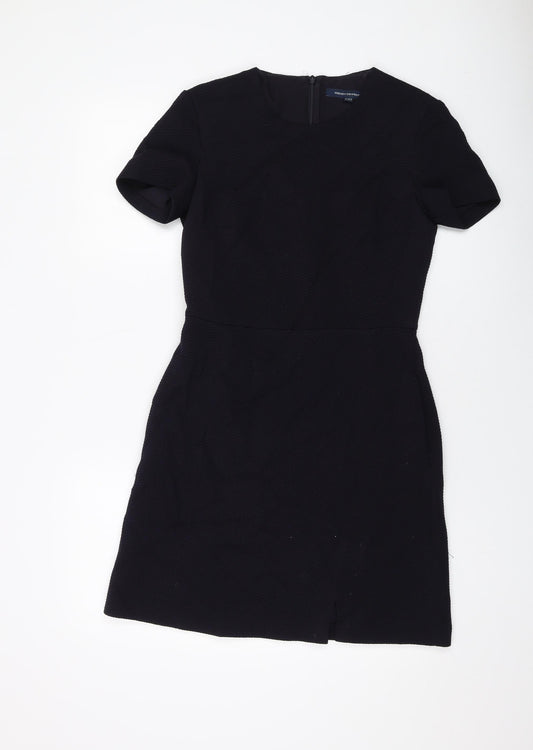 French Connection Womens Blue Polyester A-Line Size 8 Round Neck Zip