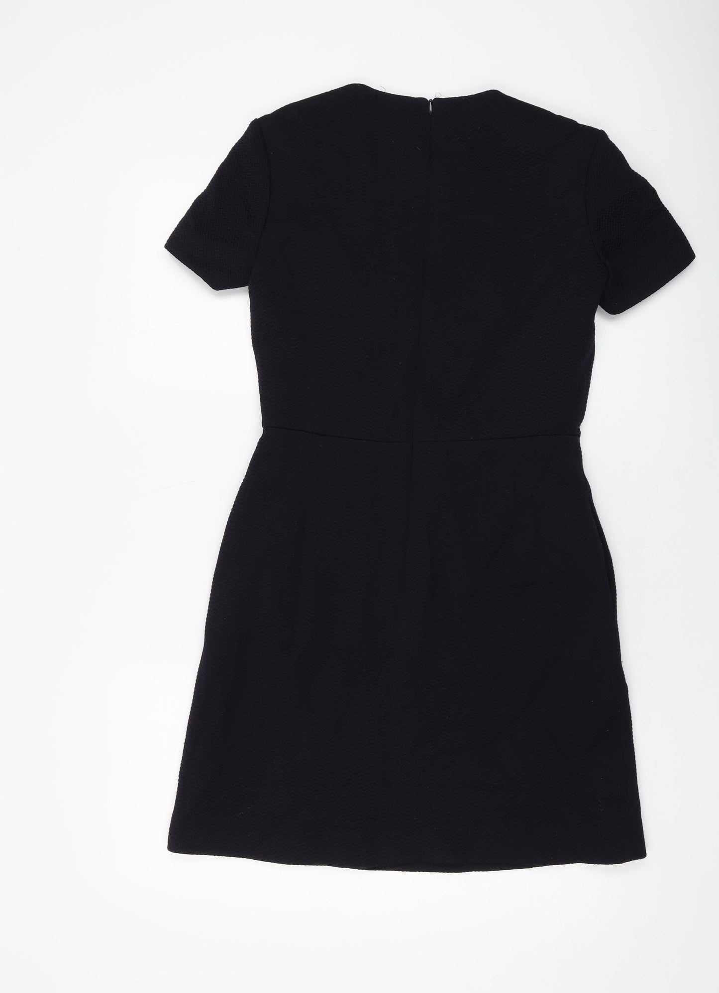 French Connection Womens Blue Polyester A-Line Size 8 Round Neck Zip