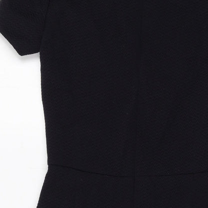 French Connection Womens Blue Polyester A-Line Size 8 Round Neck Zip