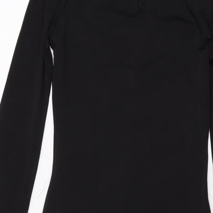 PRETTYLITTLETHING Womens Black Polyester Mini Size 8 Mock Neck Button