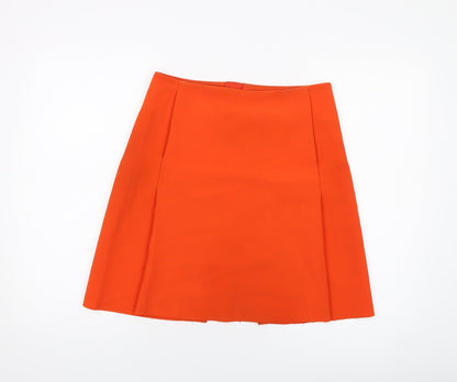 COS Womens Orange Polyester A-Line Skirt Size 8 Zip