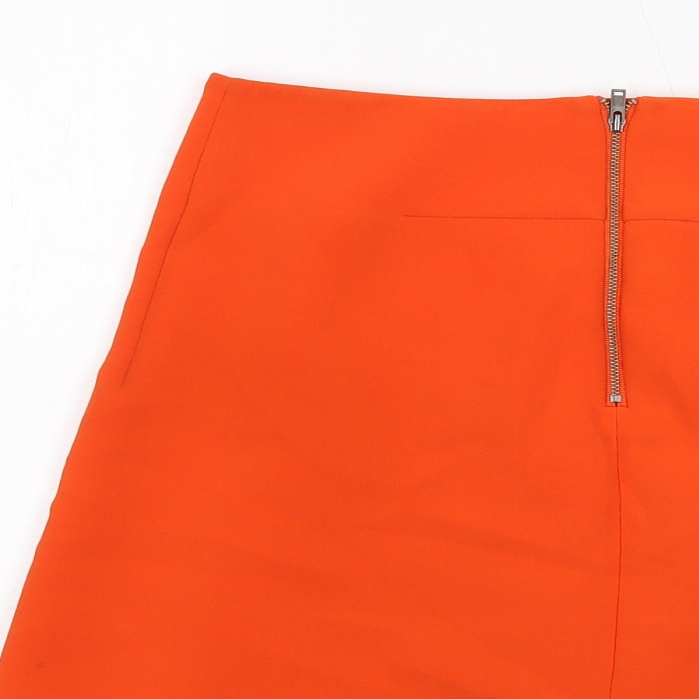 COS Womens Orange Polyester A-Line Skirt Size 8 Zip
