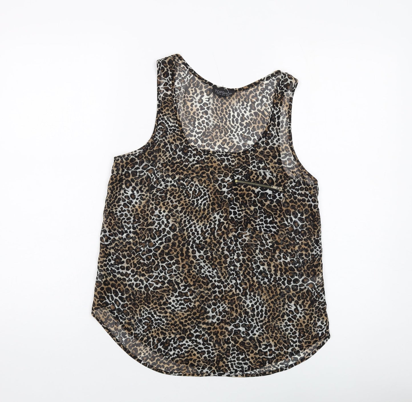 Womens UK Size 8 Topshop Brown Basic Tank