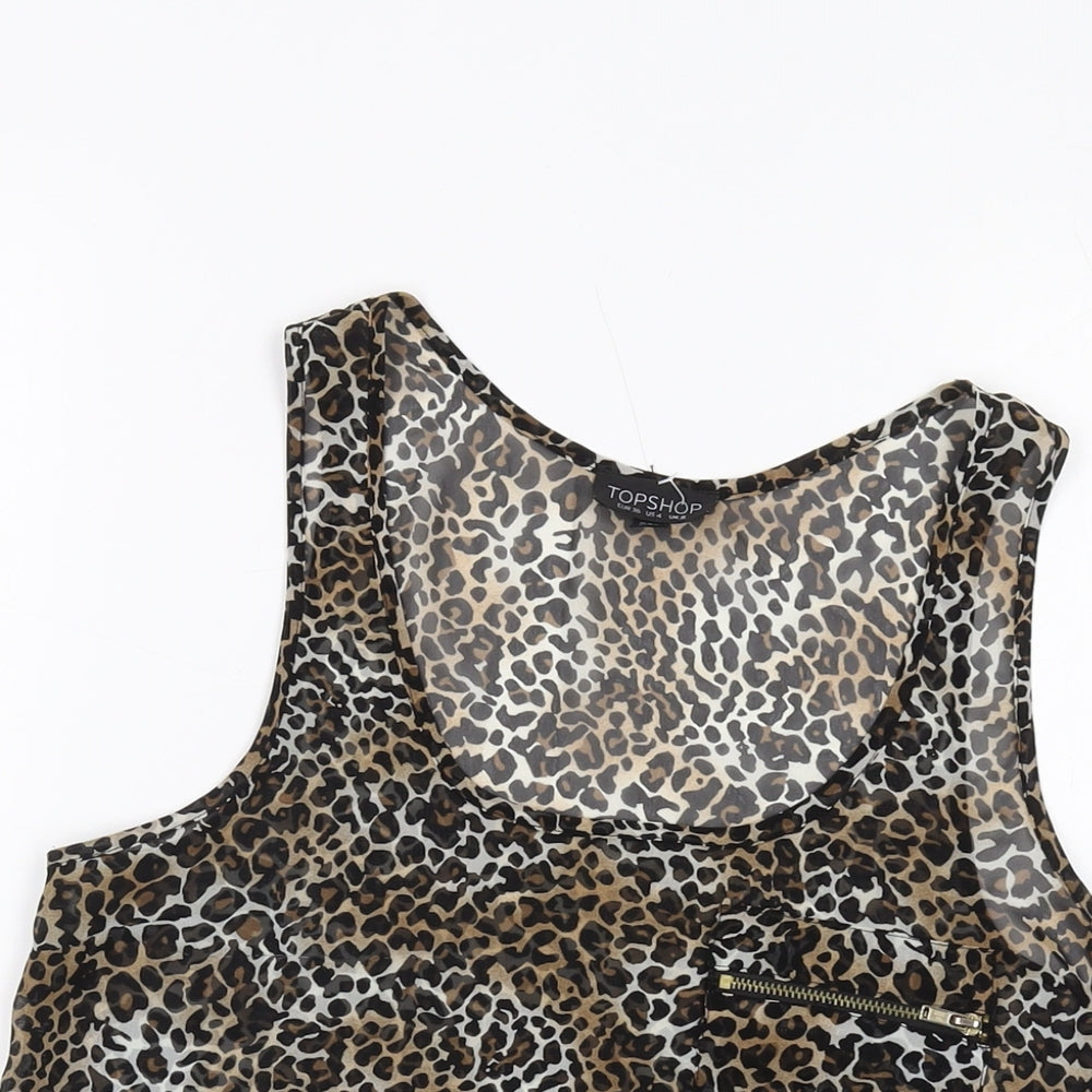 Womens UK Size 8 Topshop Brown Basic Tank