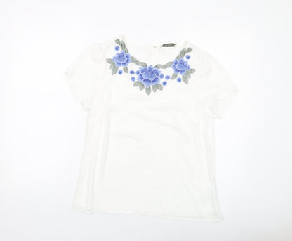 Womens UK Size 10 Oasis White Basic T-Shirt