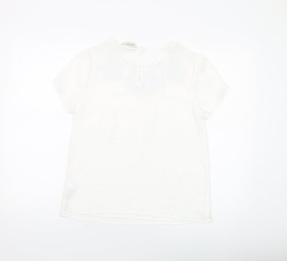 Womens UK Size 10 Oasis White Basic T-Shirt