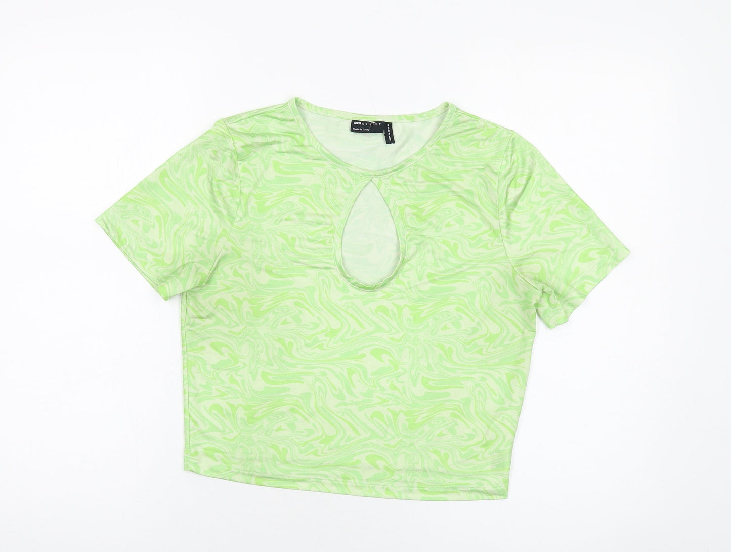 Womens UK Size 14 ASOS Green Cropped T-Shirt
