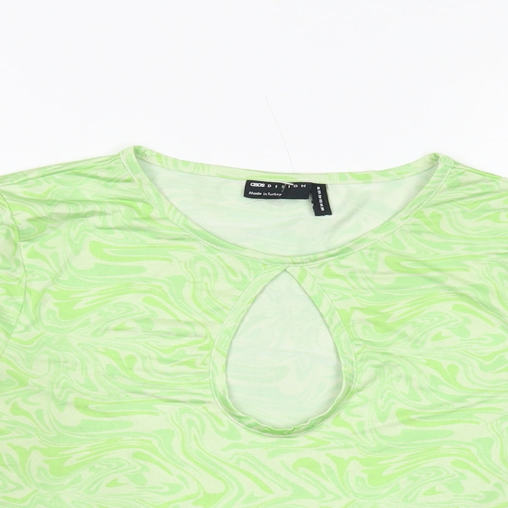 Womens UK Size 14 ASOS Green Cropped T-Shirt