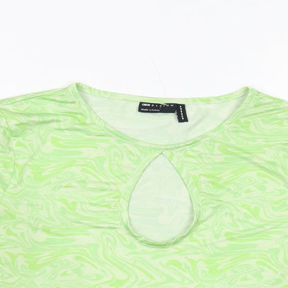 Womens UK Size 14 ASOS Green Cropped T-Shirt