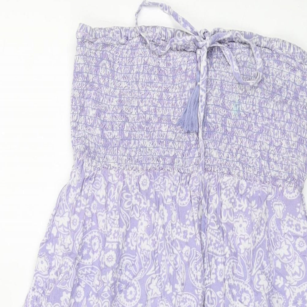 Accesorize Womens Purple Geometric Viscose A-Line Size 12 Off the Shoulder Pullover