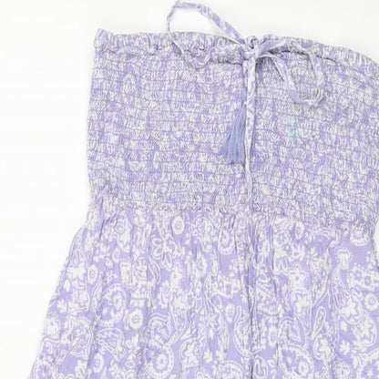 Accesorize Womens Purple Geometric Viscose A-Line Size 12 Off the Shoulder Pullover