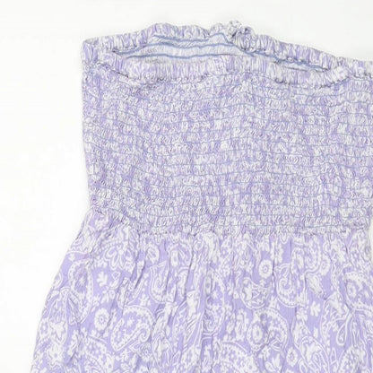 Accesorize Womens Purple Geometric Viscose A-Line Size 12 Off the Shoulder Pullover