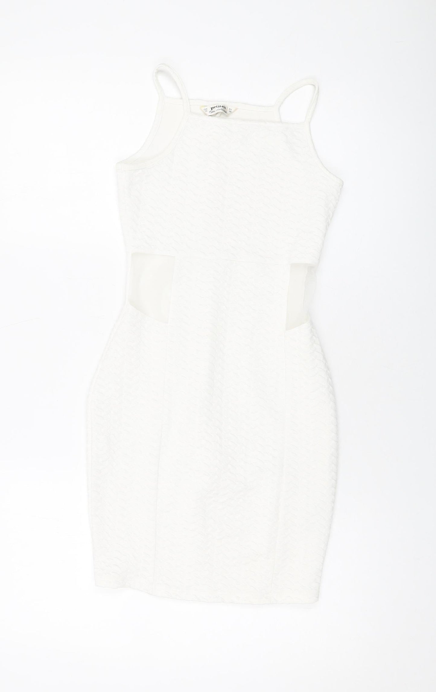 Miss Selfridge Womens White Polyester Mini Size 10 Square Neck Pullover