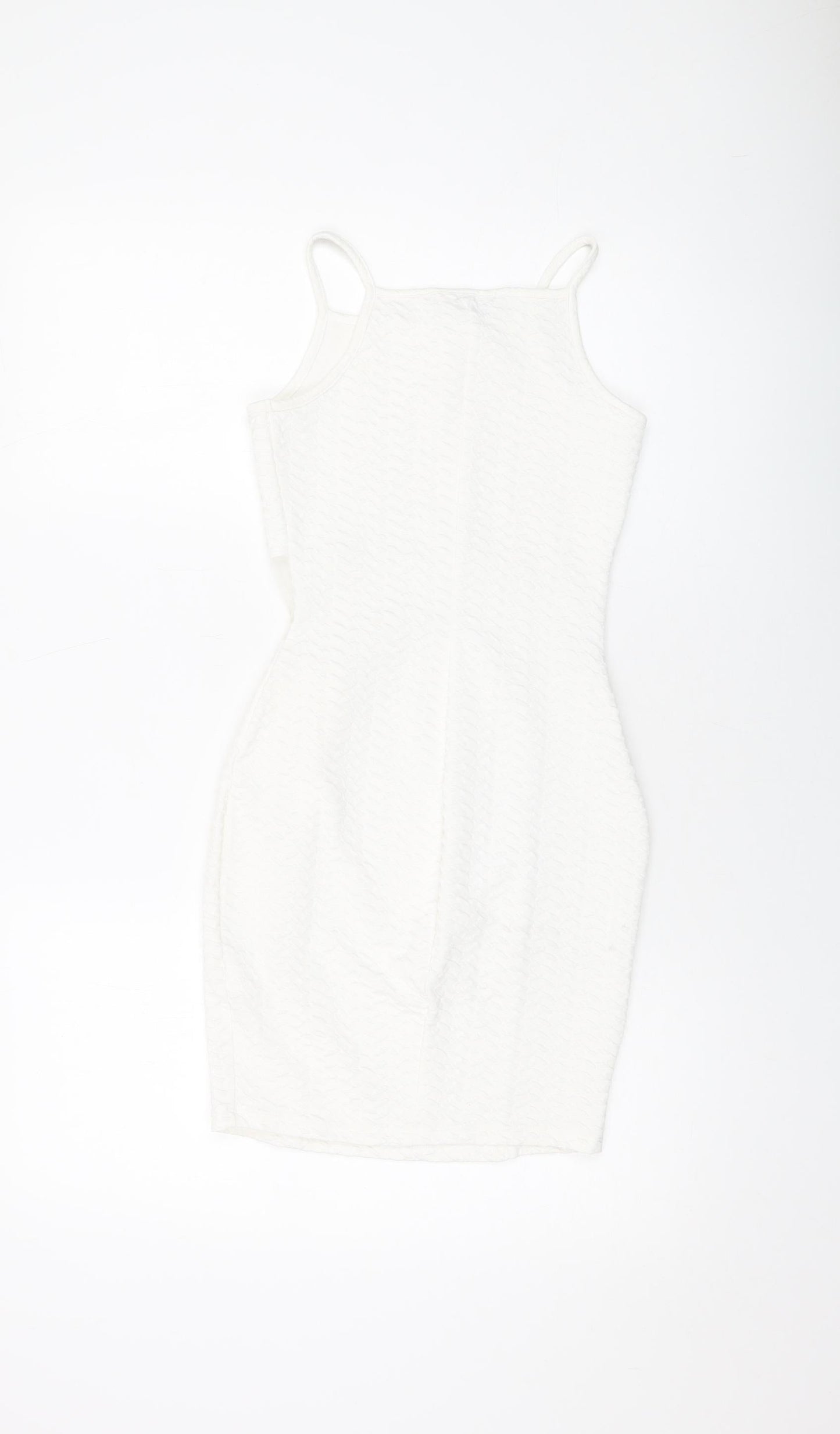 Miss Selfridge Womens White Polyester Mini Size 10 Square Neck Pullover