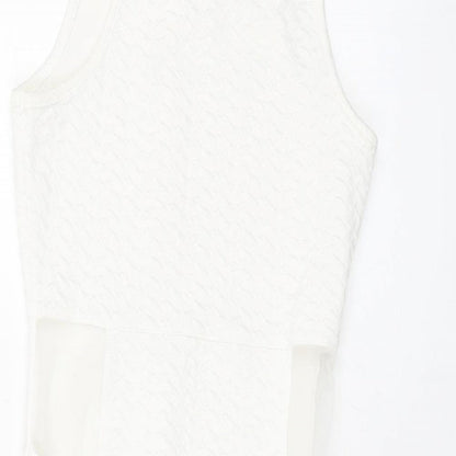 Miss Selfridge Womens White Polyester Mini Size 10 Square Neck Pullover