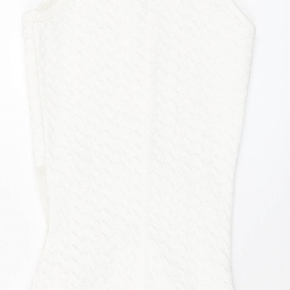 Miss Selfridge Womens White Polyester Mini Size 10 Square Neck Pullover