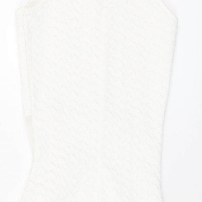 Miss Selfridge Womens White Polyester Mini Size 10 Square Neck Pullover