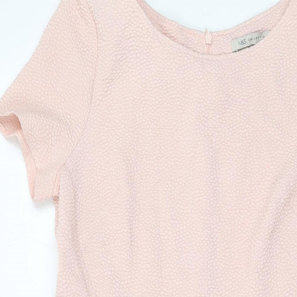 Marks and Spencer Womens Pink Polyester A-Line Size 12 Round Neck Pullover
