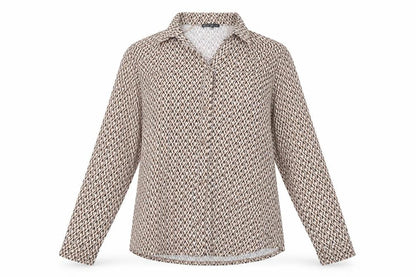 Adrainna Papell Womens Pink Geometric Polyester Basic Blouse Size L Collared