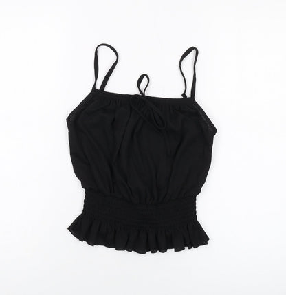 New Look Womens Black Polyester Cropped Tank Size 10 Square Neck