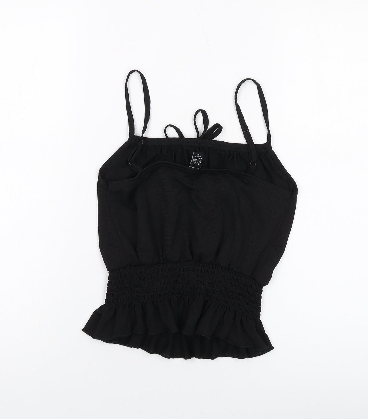New Look Womens Black Polyester Cropped Tank Size 10 Square Neck