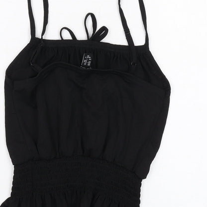 New Look Womens Black Polyester Cropped Tank Size 10 Square Neck