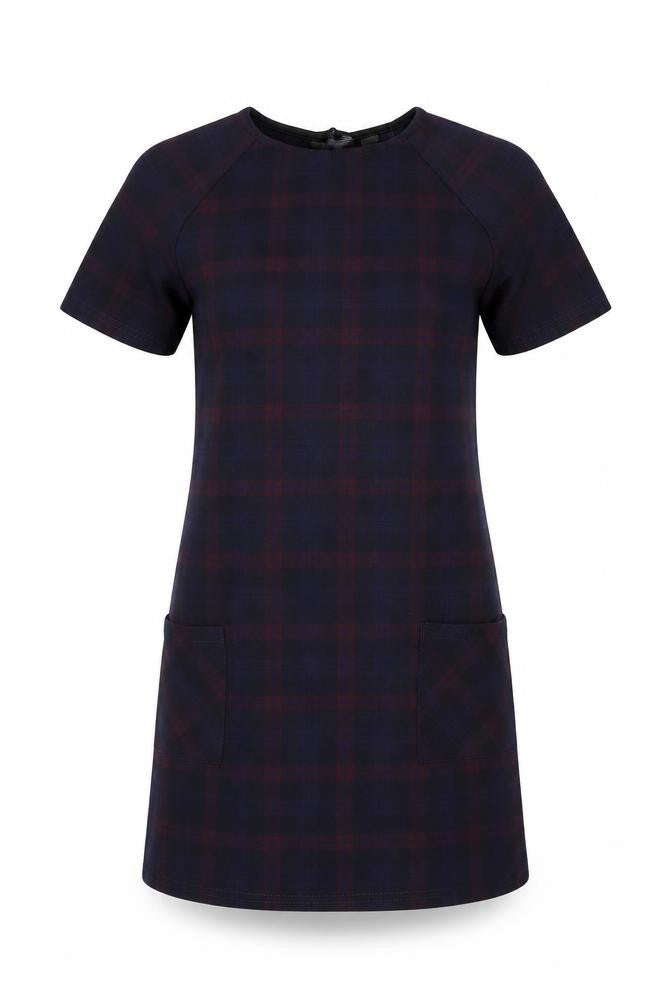 New Look Womens Blue Plaid Polyester A-Line Size 8 Round Neck Pullover