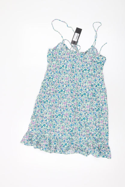 Motel Womens Multicoloured Floral Viscose Mini Size S Round Neck Zip