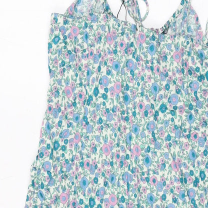 Motel Womens Multicoloured Floral Viscose Mini Size S Round Neck Zip