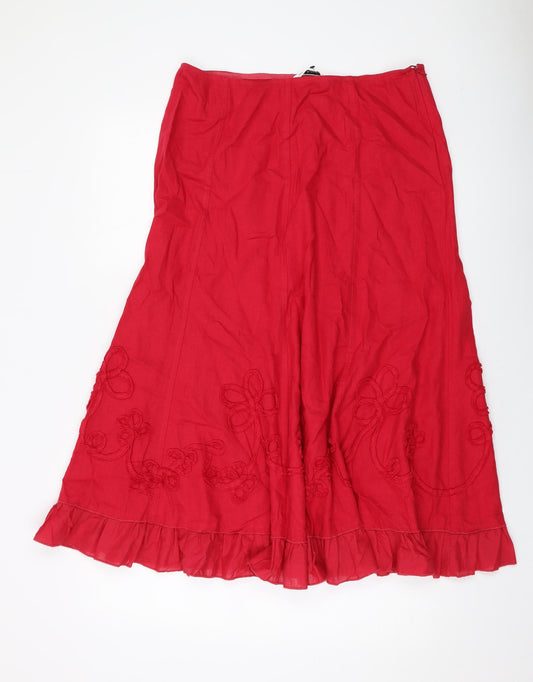 Autograph Womens Red Cotton A-Line Skirt Size 12 Zip