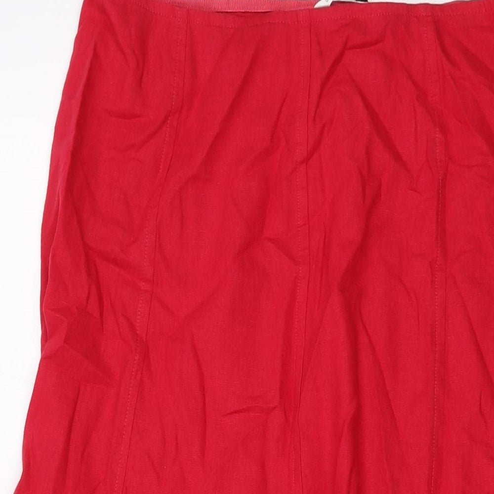 Autograph Womens Red Cotton A-Line Skirt Size 12 Zip