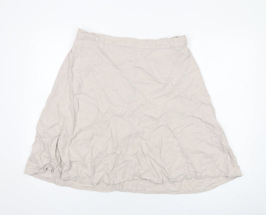 M&Co Womens Beige Linen Skater Skirt Size 16