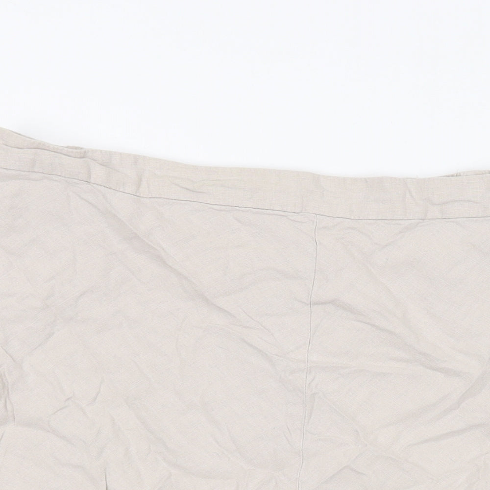 M&Co Womens Beige Linen Skater Skirt Size 16