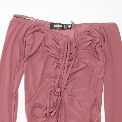 Missguided Womens Pink Polyester Bodysuit One-Piece Size 8 Snap