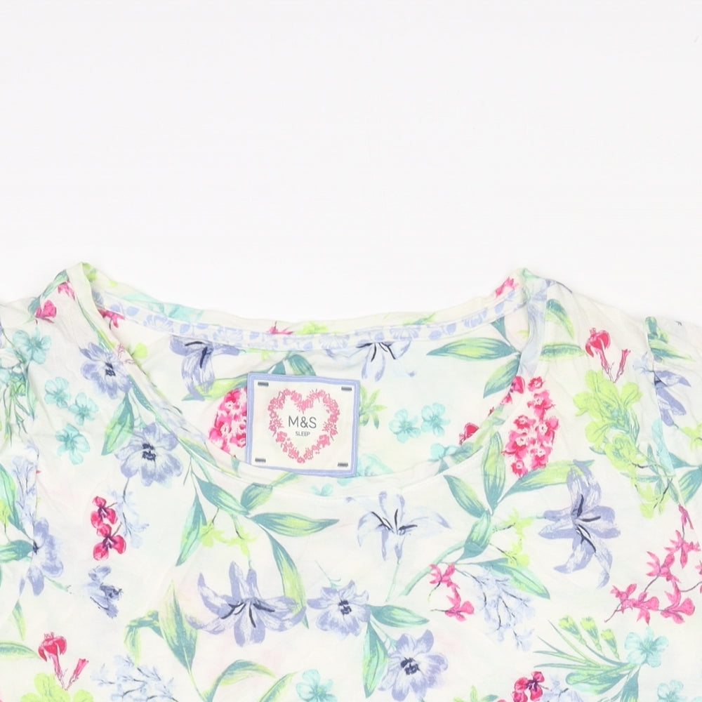 Marks and Spencer Womens Multicoloured Floral Viscose Top Pyjama Top Size 14
