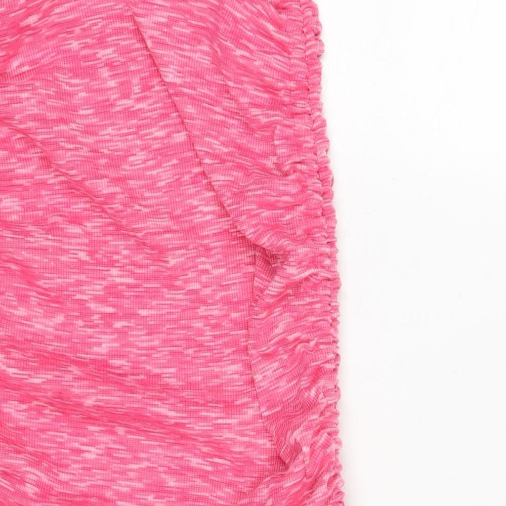 Missy Empire Womens Pink Polyester Bandage Skirt Size 8 - Adjustable Hem Drawstring Rouched
