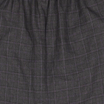 Bonmarché Womens Grey Check Polyester Straight & Pencil Skirt Size 14 - Belt Buckle Detail Elasticated Waist