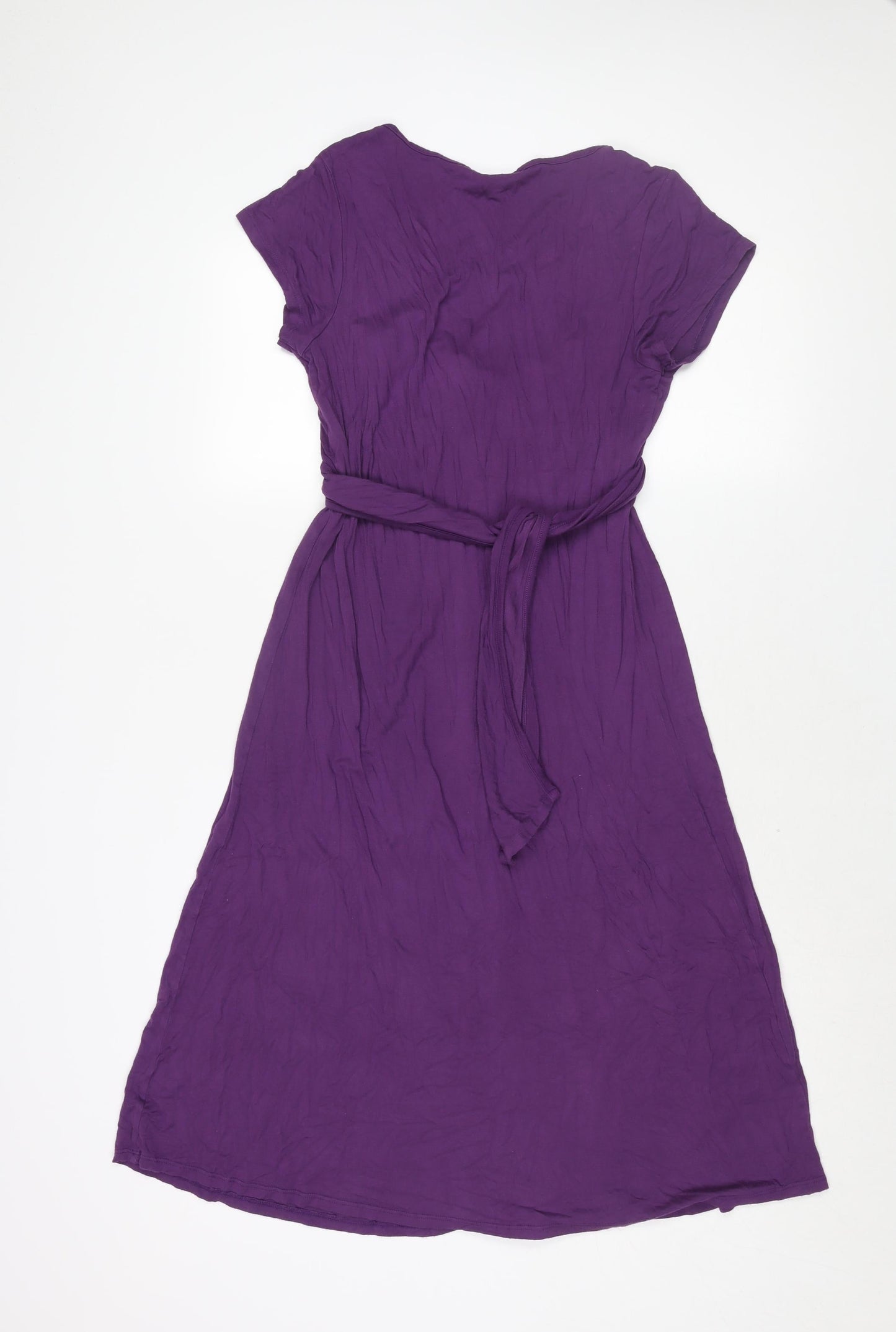 JoJo Maman Bébé Womens Purple Viscose Shift Size M Round Neck Pullover - Crossover Tie Detail